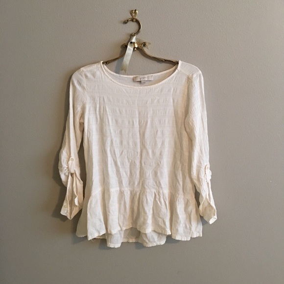 LOFT peplum swing top with stripe details - Picture 1 of 3